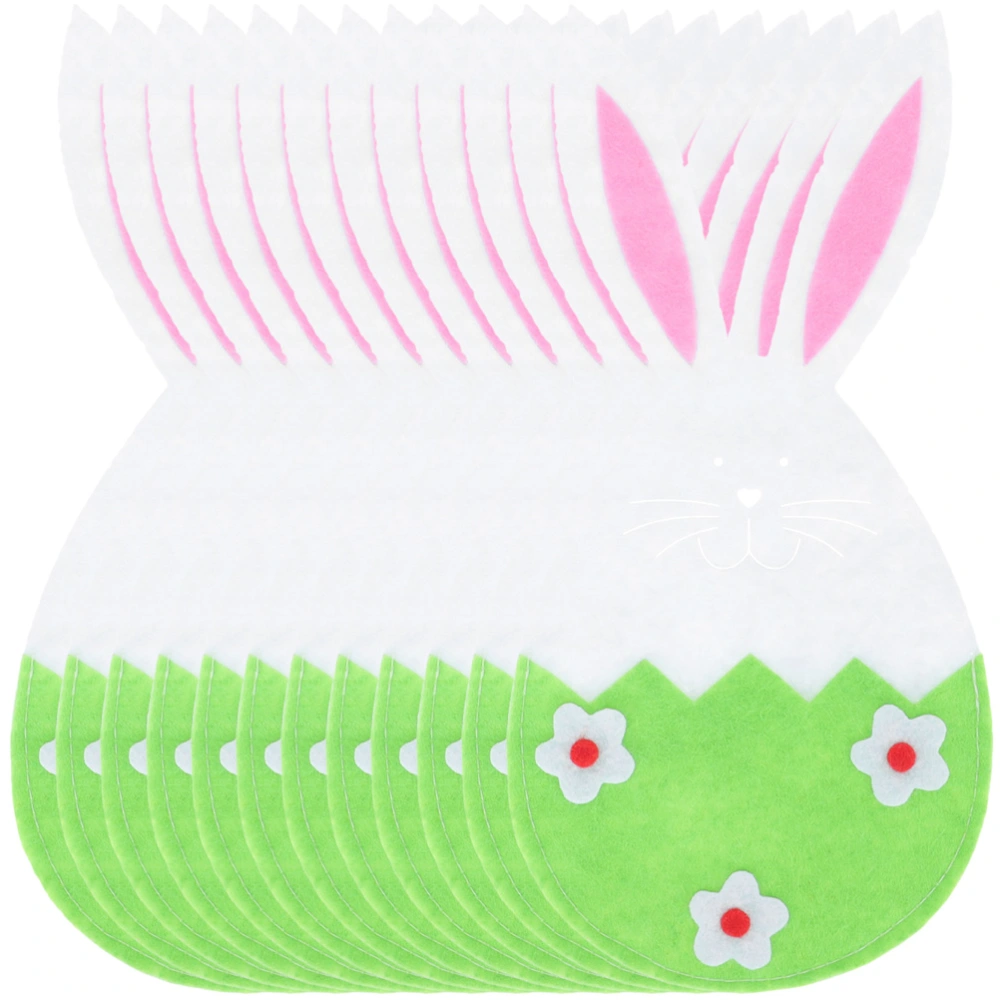 12pcs Lovely Bunny Fork Bags Easter Party Tableware Covers Fork Covers