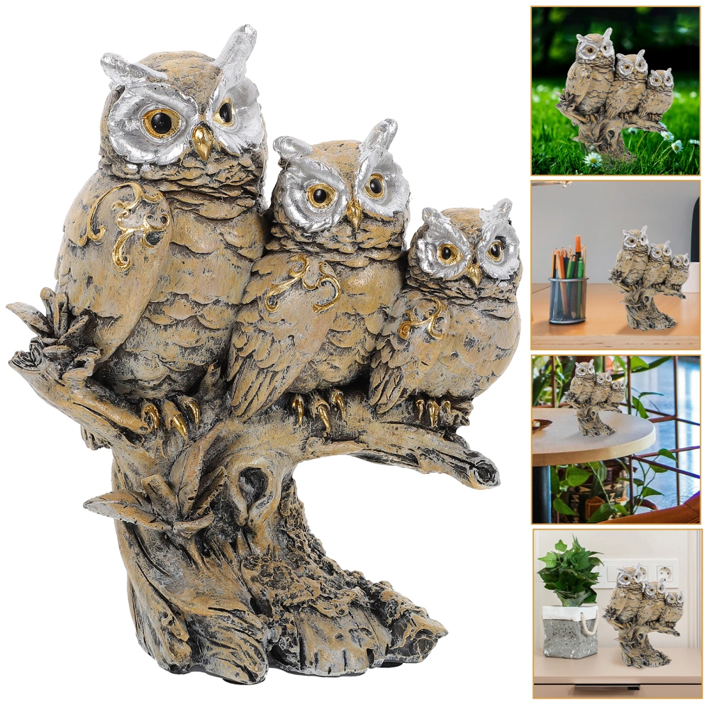 Owl Figurine Realistic Owl Statue Resin Animal Craft Micro Landscape Owl Decoration