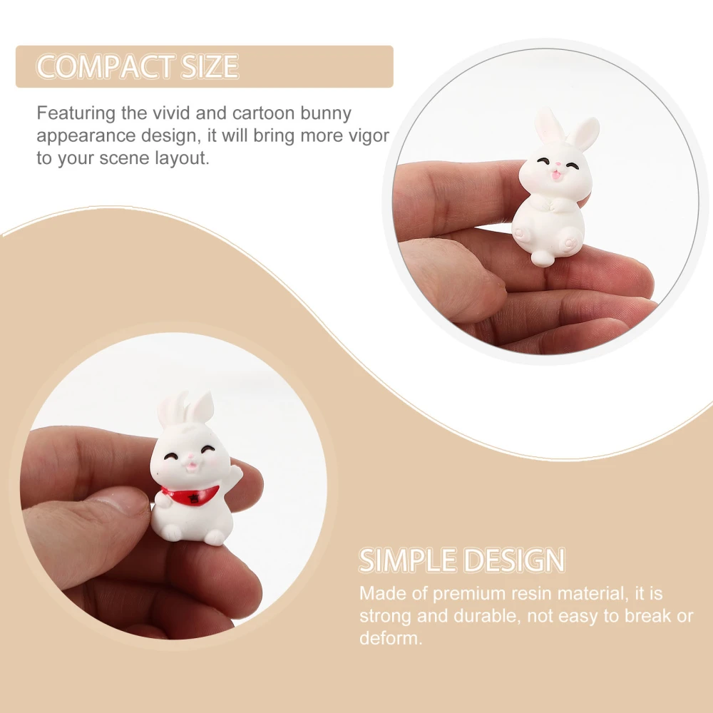 7pcs Year of the Rabbit Cartoon Zodiac Rabbit Figurine Resin DIY Mini Bunny Decoration