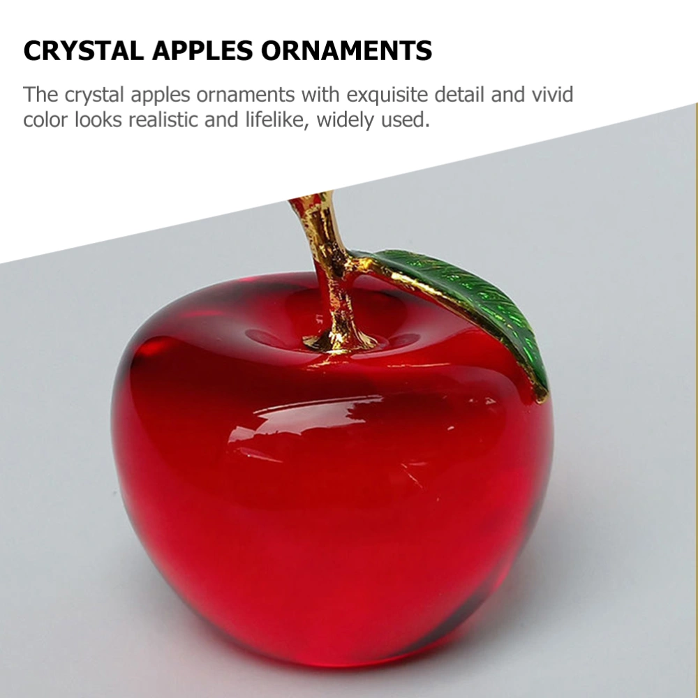 2pcs Crystal Apples Paperweight Car Interior Crystal Fruit Apples Decor Desktop Craft