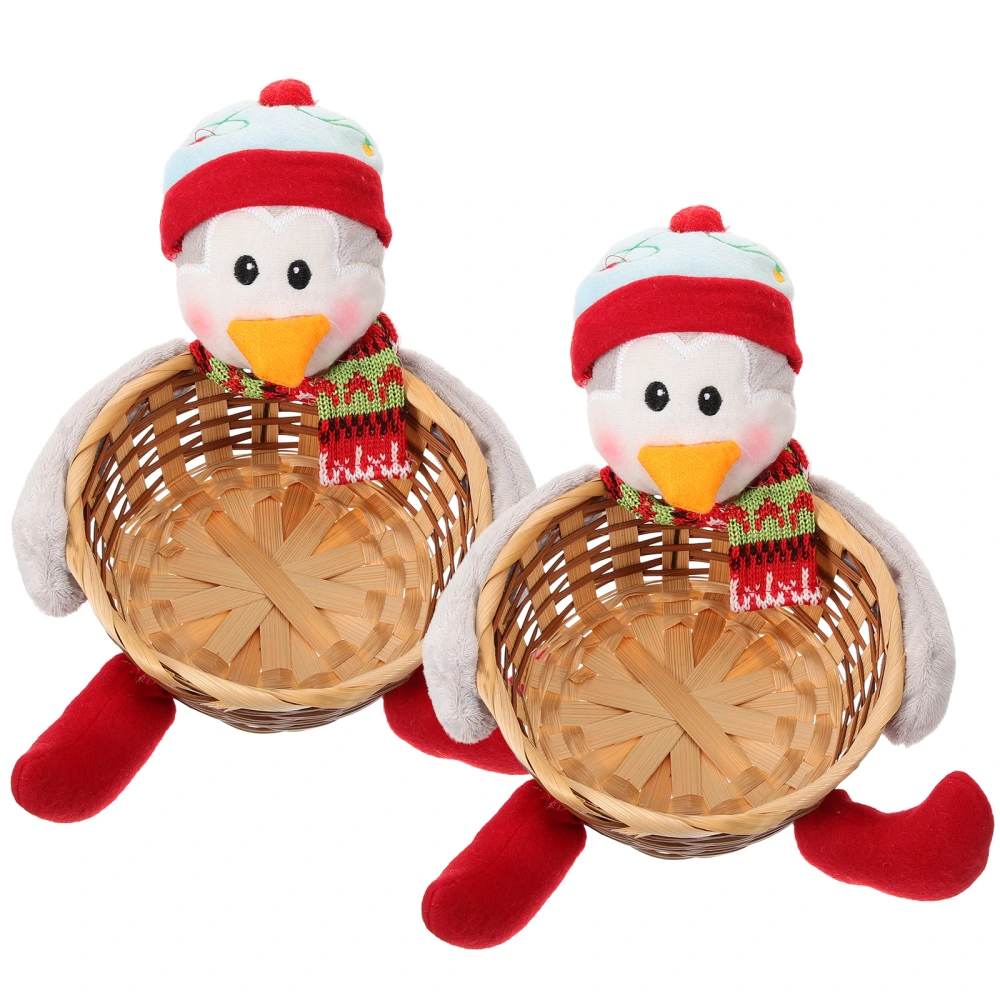 2 Pcs Candy Storage Basket Christmas Party Gift Holder Xmas Storage Basket Gift Ornament for Home Party Decoration (Penguin, Size S+L)