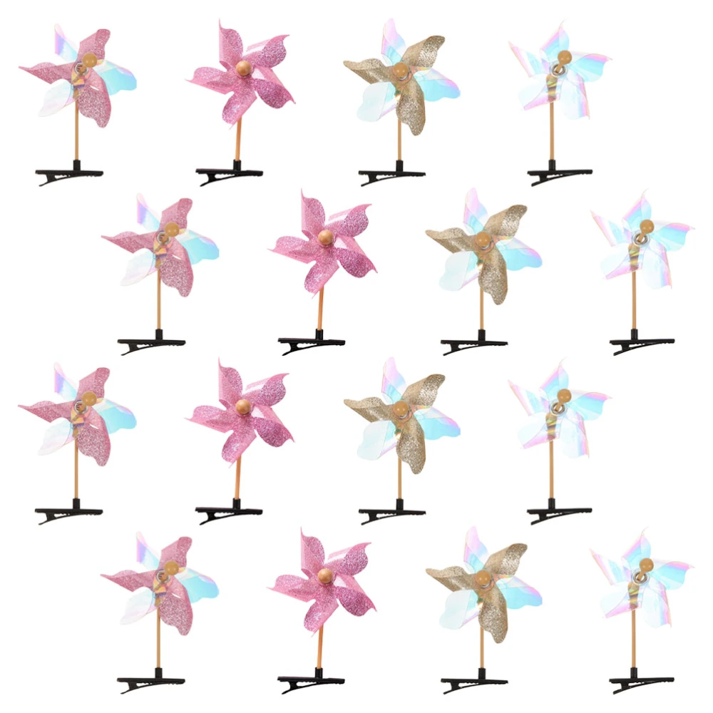 16pcs Windmill Hair Clips Barrettes Girls Hair Accessories Party Dress Up Hair Decorations