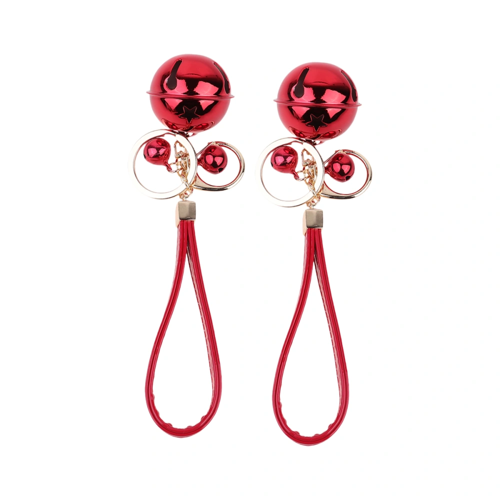 2pcs of One Bag Metal Colored Bell Key Chain Adorable Bag Hanging Pendant Creative Bell Key Rings (Red 14cm)