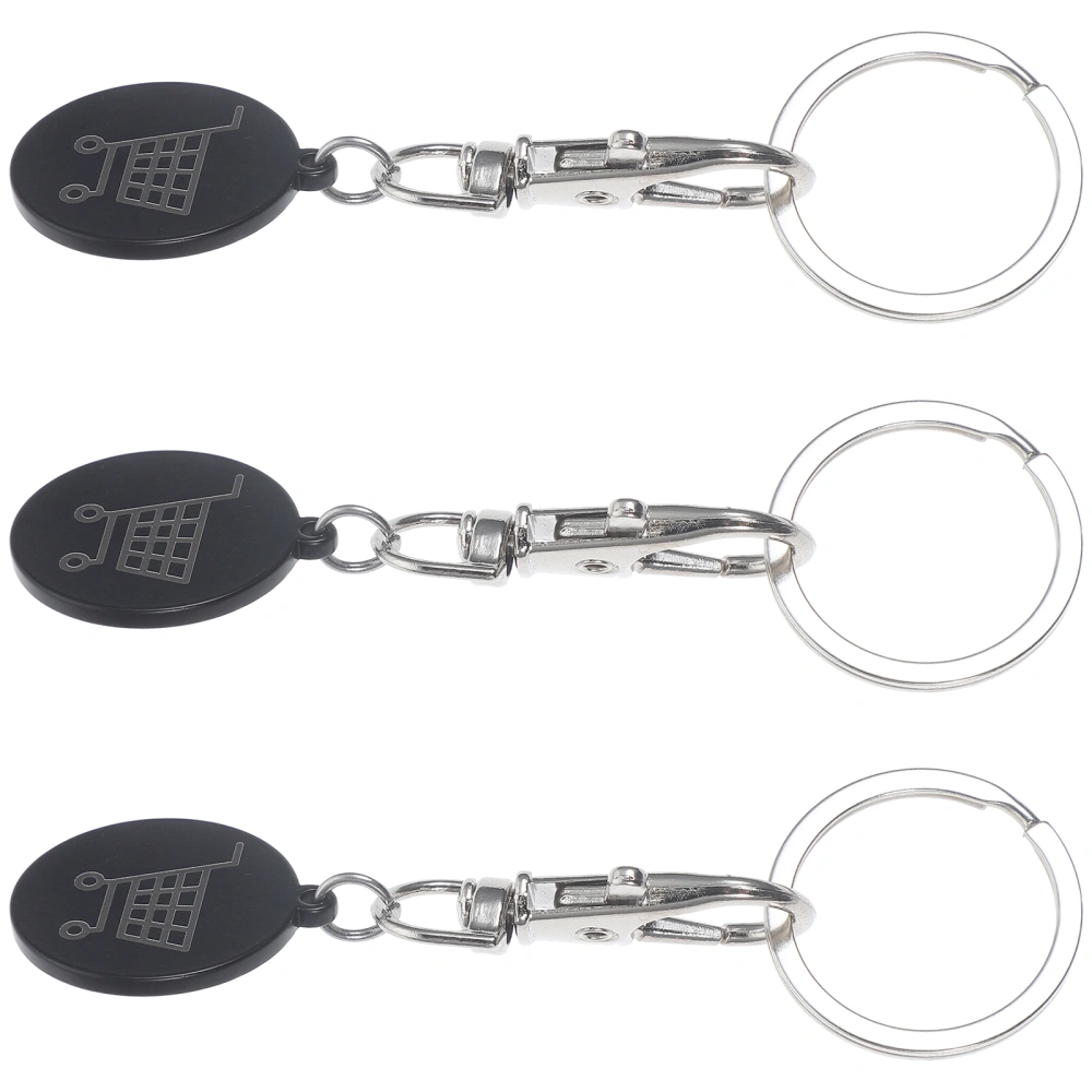 3pcs Shopping Trolley Tokens Keychain Pendants Trolley Cart Token Metal Keyring Ornaments