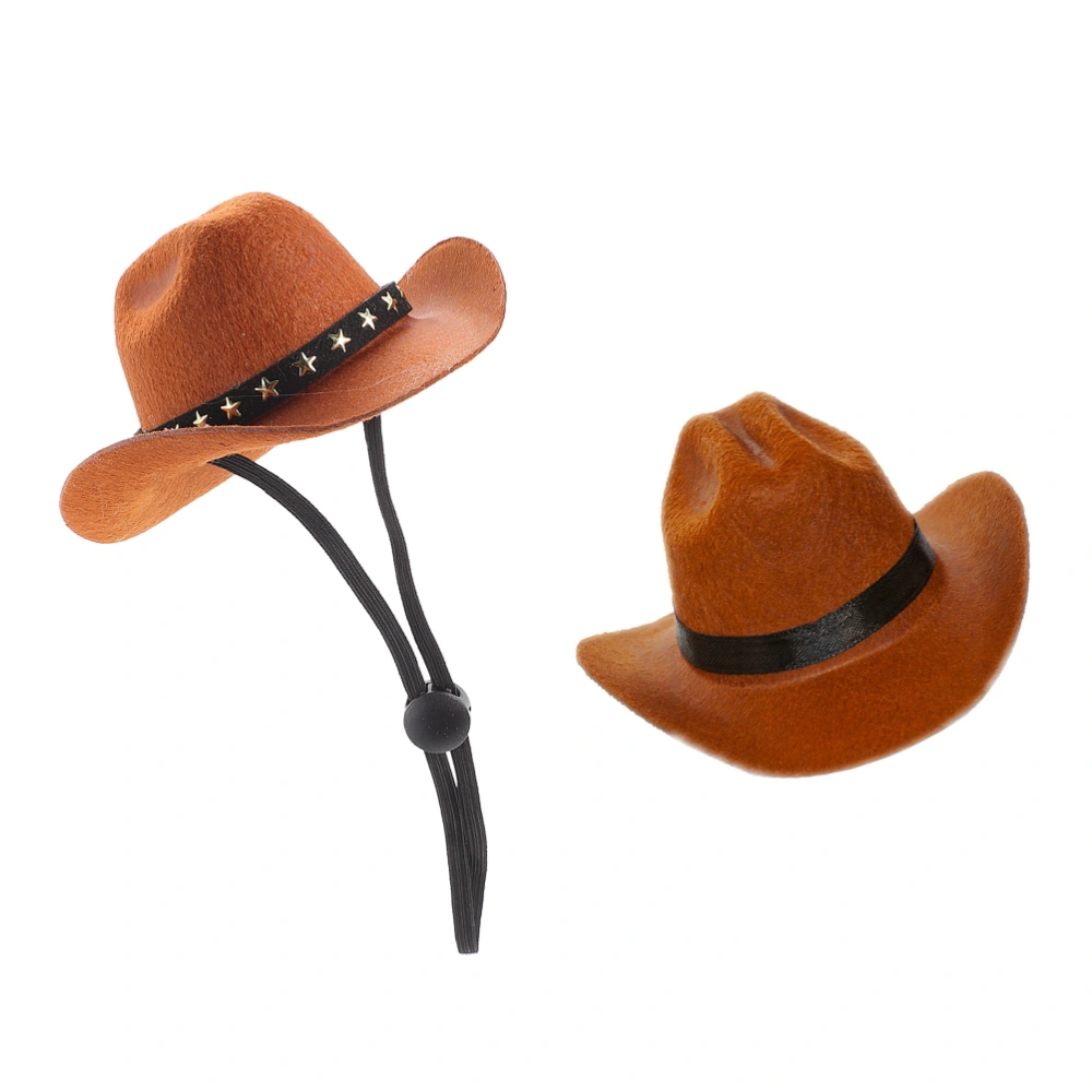 2pcs Cats Dogs Decorative Hats Pet Cow Boy Hats Pet Outfit Accessories