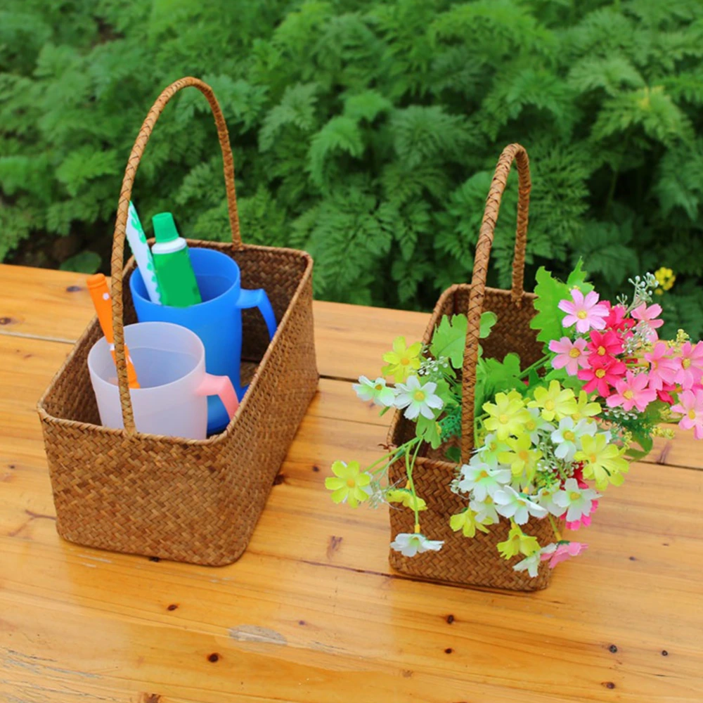 Wicker Woven Flower Basket Wicker Woven Portable Basket Portable Sundries Holder