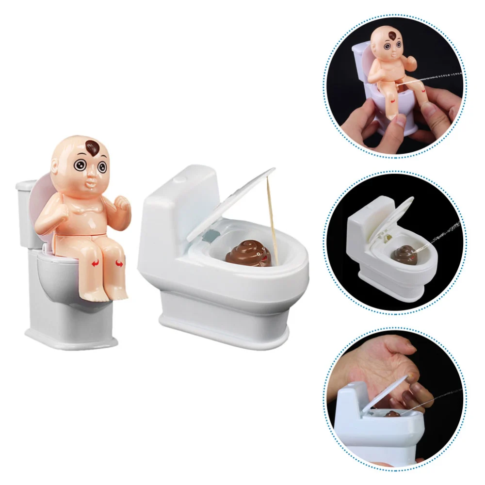 2pcs Funny Toilet Toy Party Prank Toy Water Squirting Toilet Prop Plastic Closestool Toy