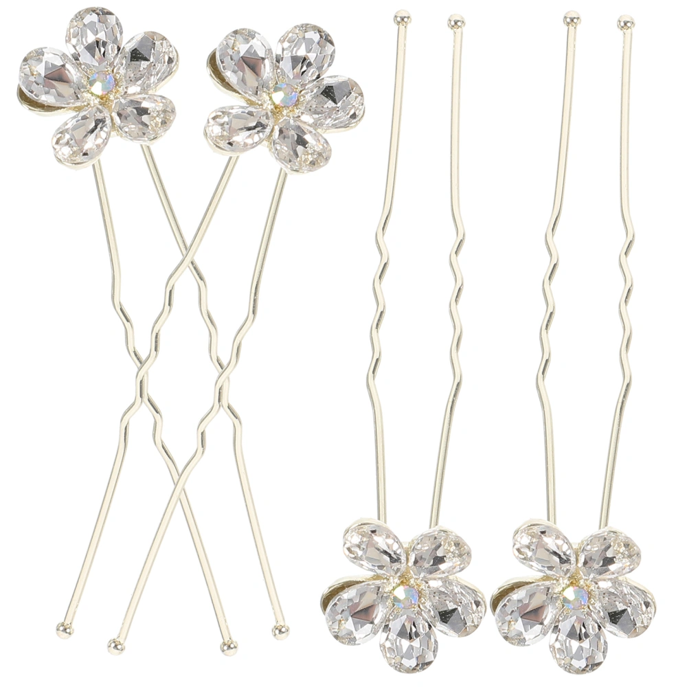 4 pcs Rhinestone Hairpin U Shaped Hairpin Bridal Hair Pin Wedding Hair Pin Flower Hair Pin