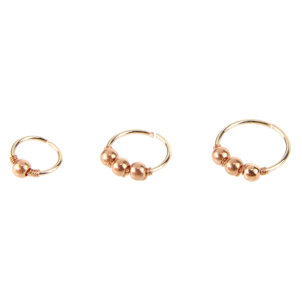 3pcs Nose Ring Nose Bead Studs Nostril Nose Earring Piercing Jewelry 6mm 8mm 10mm (Rose Gold Bead)