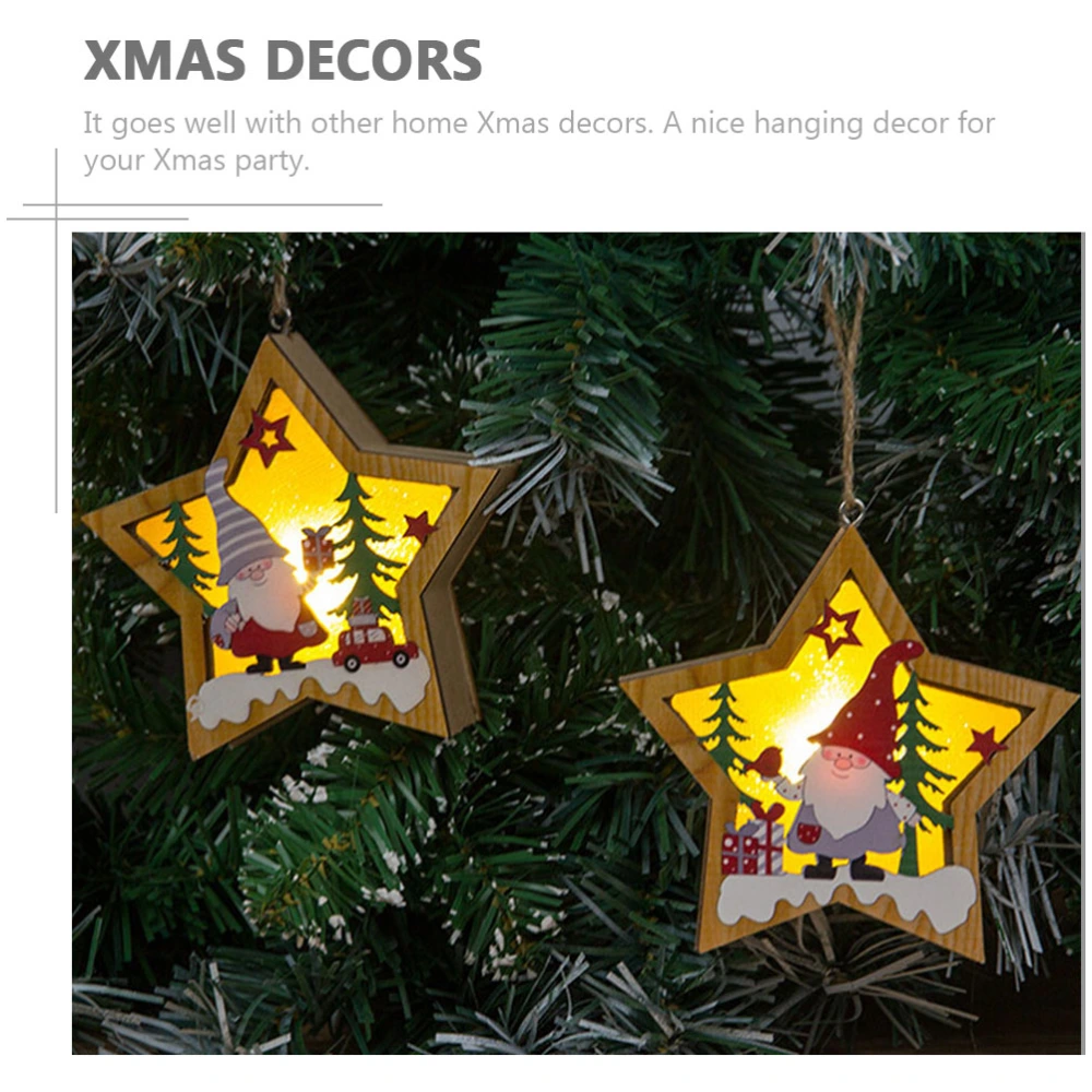 4Pcs Decorative Glowing Xmas Tree Pendant Xmas Elements Wooden Xmas Pendant