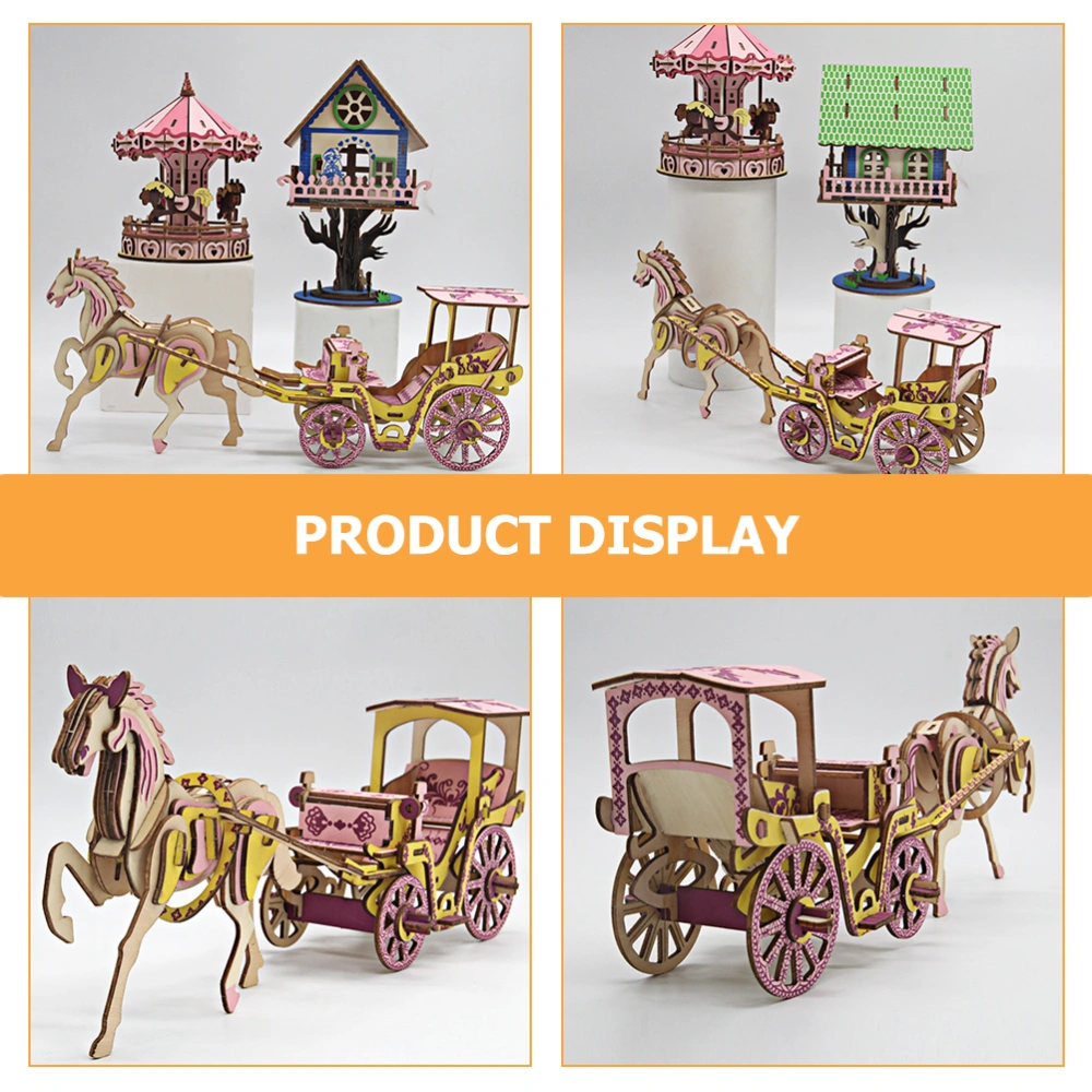 1 Set of Carriage Modeling Puzzle Toys Wooden Carriage Puzzle Toys 3D Puzzle Carriage Model