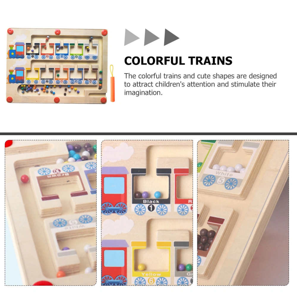 Kids Wooden Educational Magnetic Train Montessori Wooden Color Sorting Learning Counting Puzzle Board