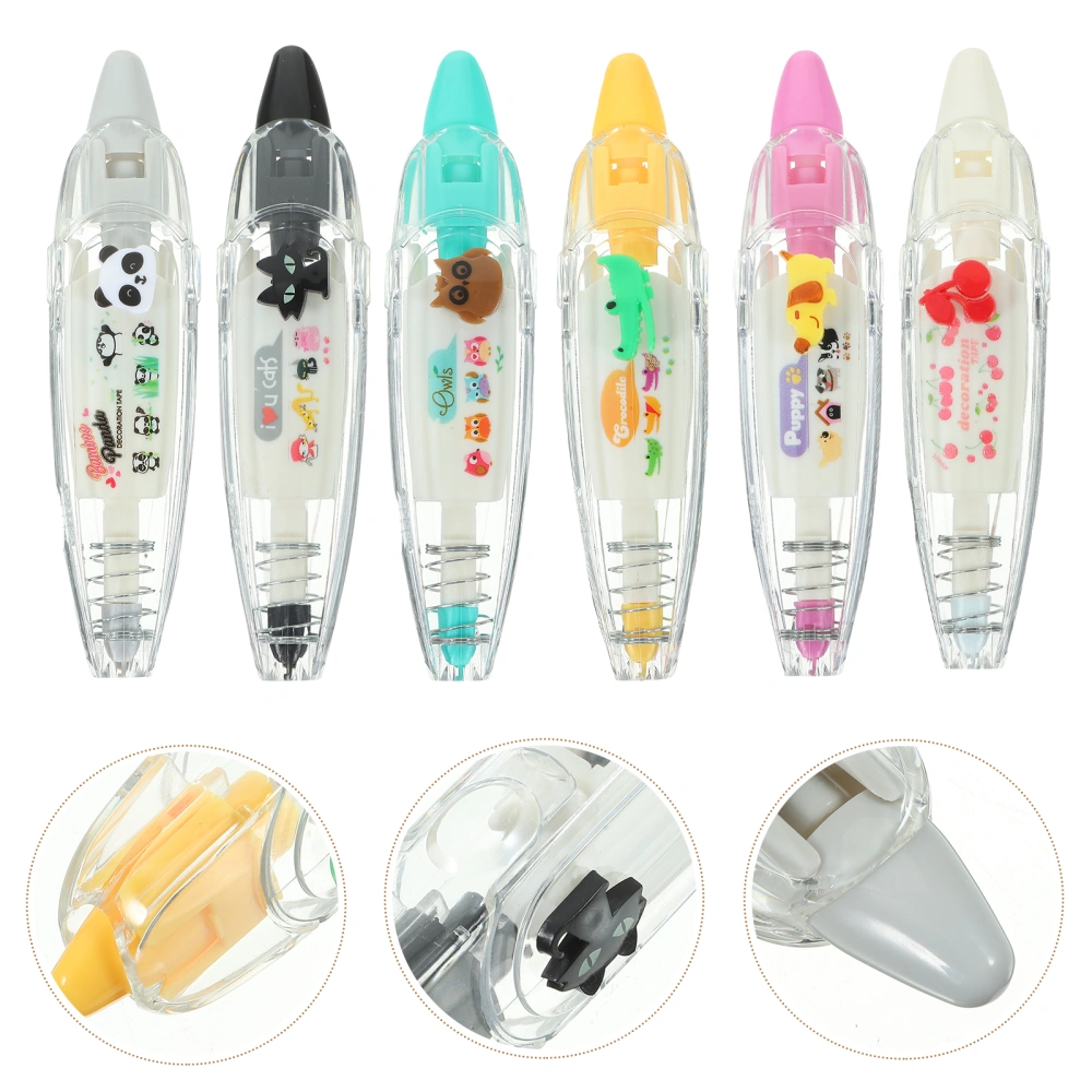 6pcs Diy Press Tape Cute Correction Tape Decorative Press Tape Pens Correction Tape