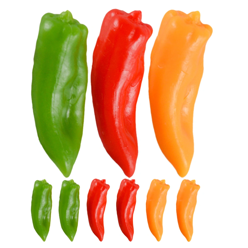 9pcs Mini Fake Pepper Adornment Artificial Pepper Model Photography Prop Artificial Chili Pepper