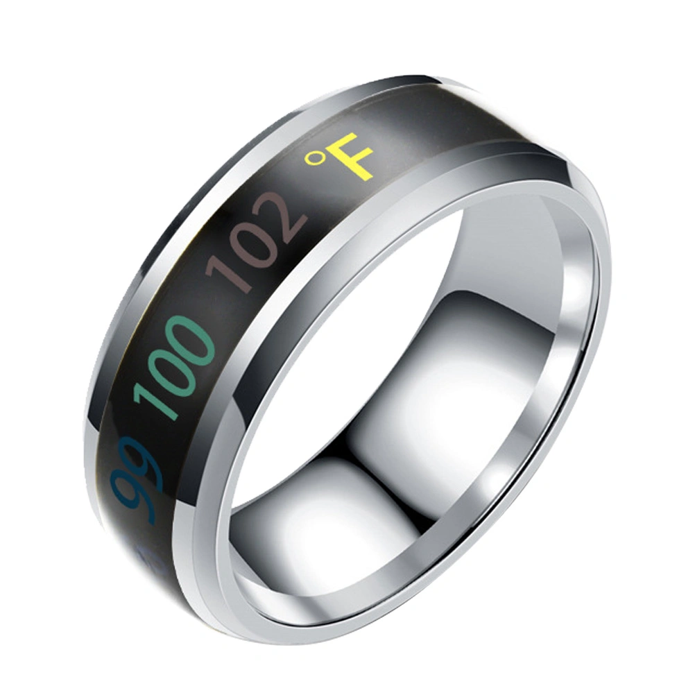 1Pc Fashion Ring Jewelry Intelligent Temperature Display Couple Ring (No.11)