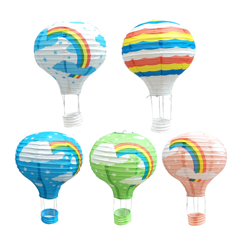 5pcs 30cm Colorful Hanging Wedding Hot Air Balloon Folding Paper Lantern Party Decorations (Rainbow)