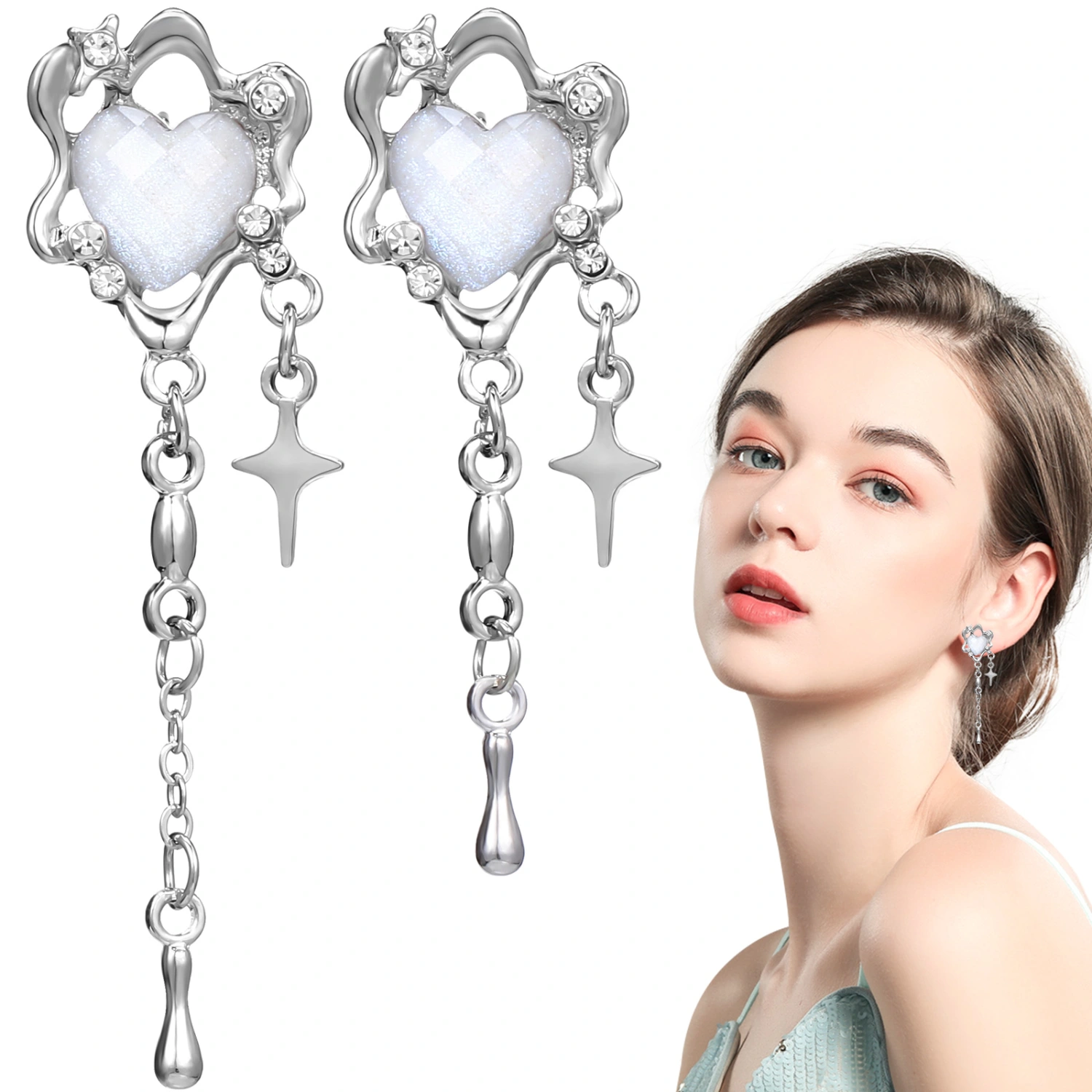 1 Pair Earrings Heart Earrings Dangle Earrings Aesthetic Earrings Statement Earrings Women Earrings Jewelry
