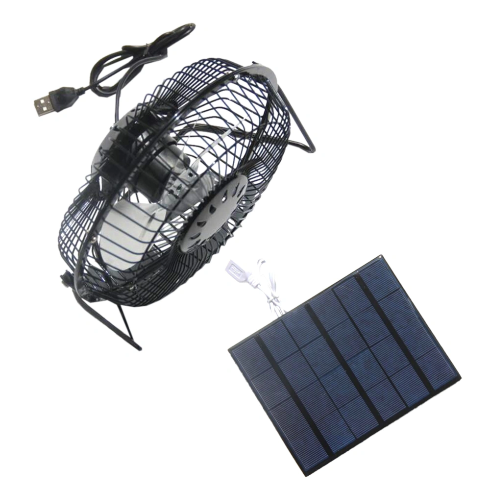 Solar Powered USB Fan Quiet Free Angle Rotation Desk Fan Outdoor Home Chicken House Cooling Ventilation System (3.5W 6 inch)