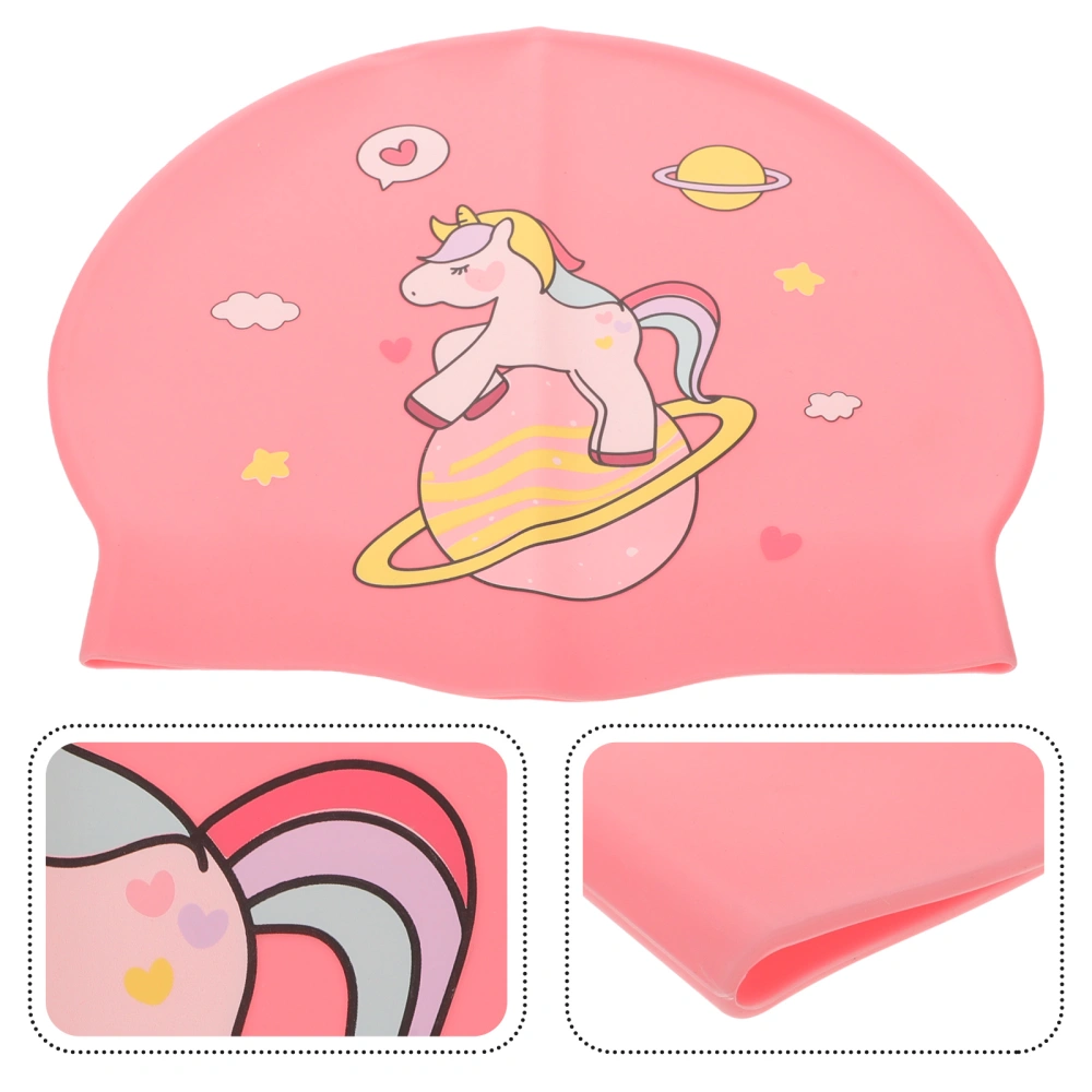 Kids Swim Bathing Cap Silicone Swimming Cap Pool Hair Protective Hat Cartoon Swimming Hat