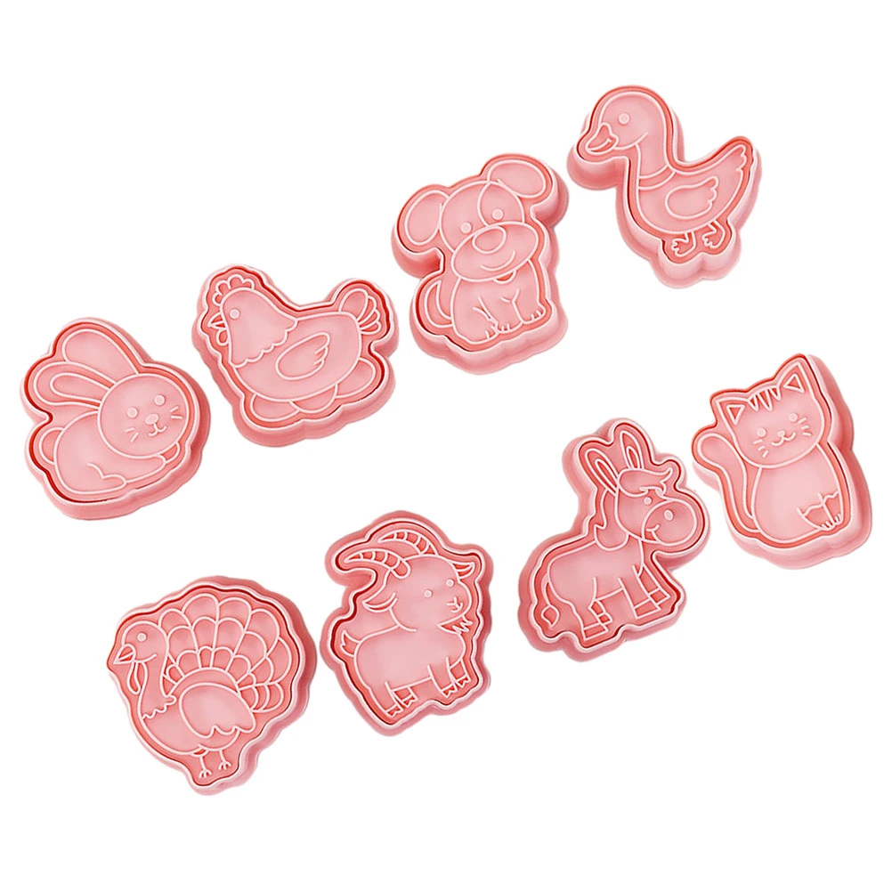 1 Set of Animal Shaped Cookie Mold Plastic Baking Molds Reusable Cookie Stamps Biscuit Cutters