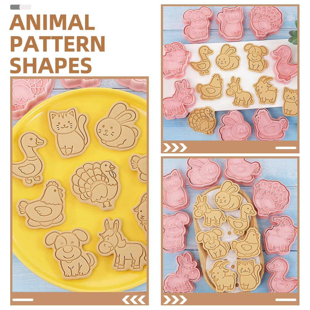 1 Set of Animal Shaped Cookie Mold Plastic Baking Molds Reusable Cookie Stamps Biscuit Cutters