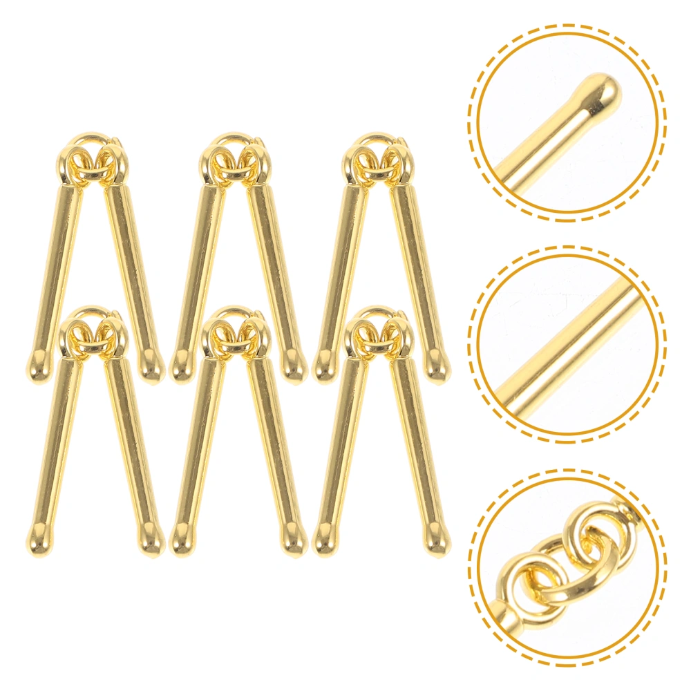 6pcs Drum Sticks Pendants Jewelry Making Charms Metal Jewelry Charms Pendants