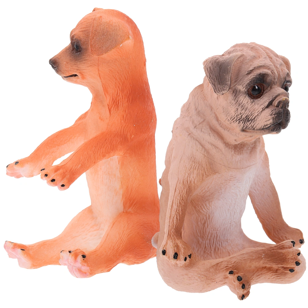 2pcs Small Dog Figurines Realistic Photography Dog Models Puppy Ornaments