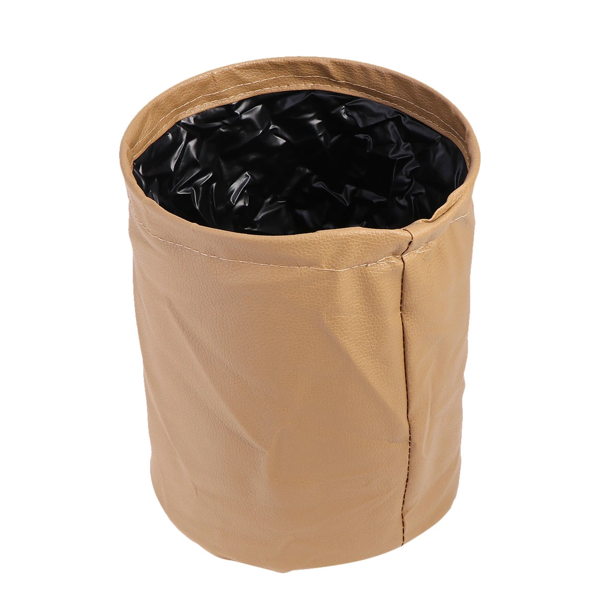 1PC Car Garbage Bag Seat Back Storage Bag Eco-Friendly Washable Waterproof Trash Bin Debris Storage Bag (Beige)