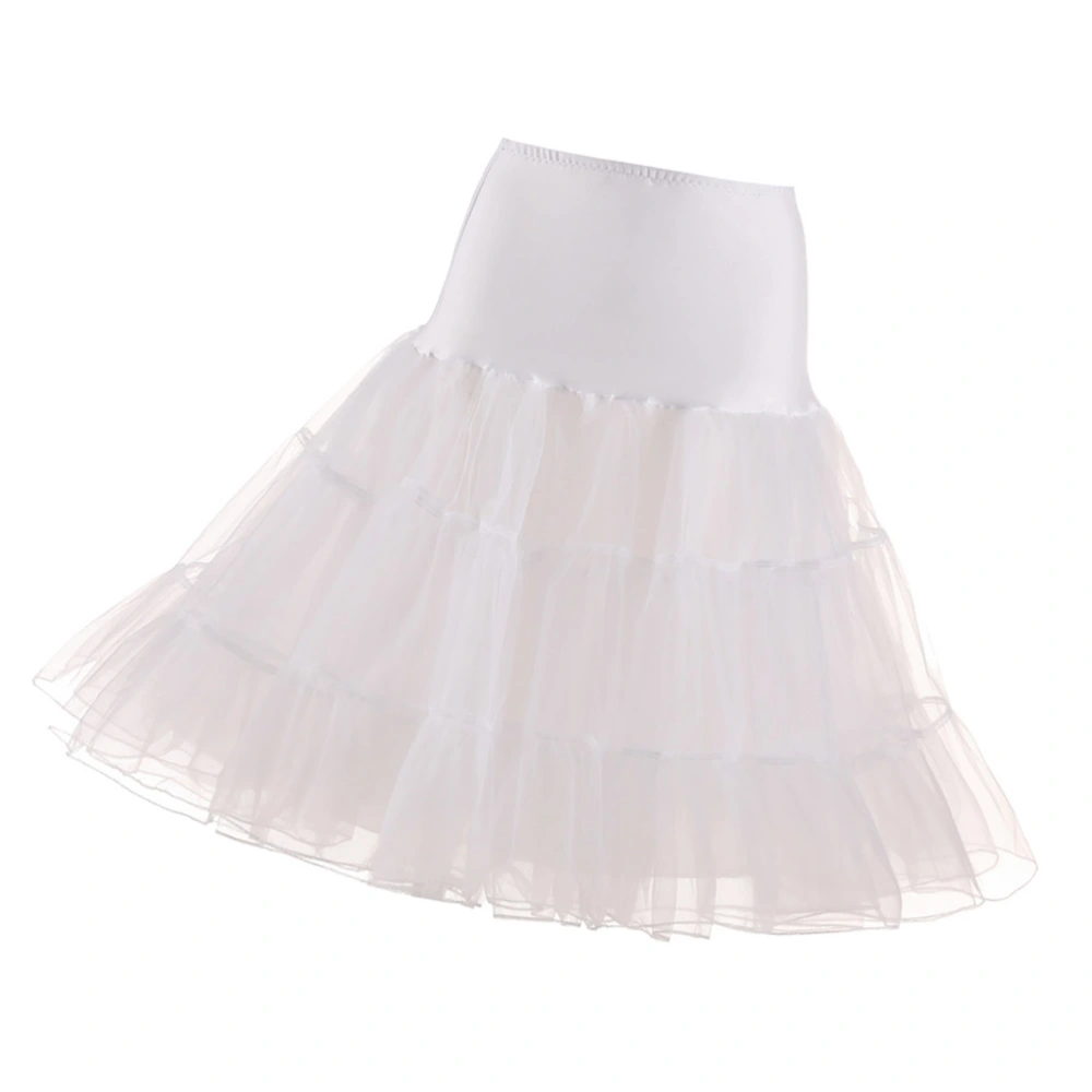 White Women Hoopless Petticoat Retro Underskirt Tutu Skirt Crinoline Dress Showing Stage Costume for Cosplay Dance Wedding Dress- Size L