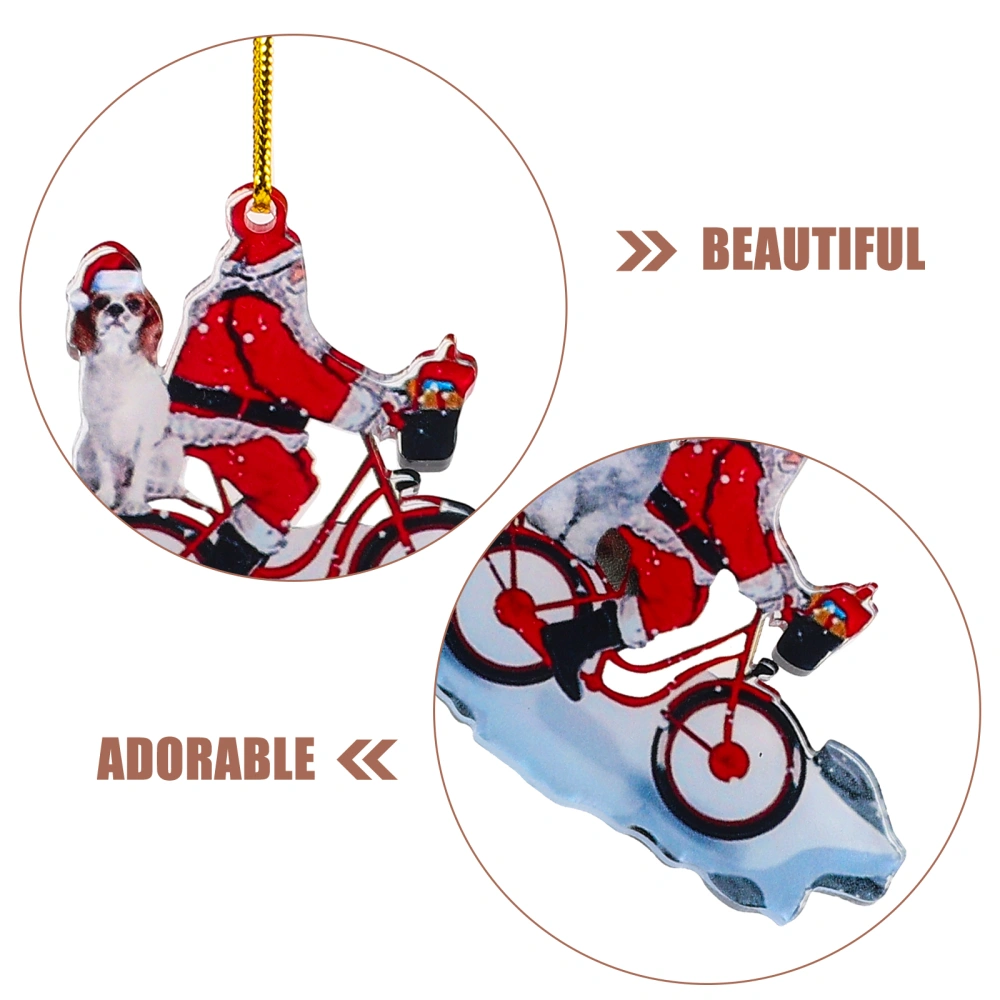 2pcs Santa Claus Motorcycle Pendant Xmas Santa Hanging Decor Unique Resin Pendant