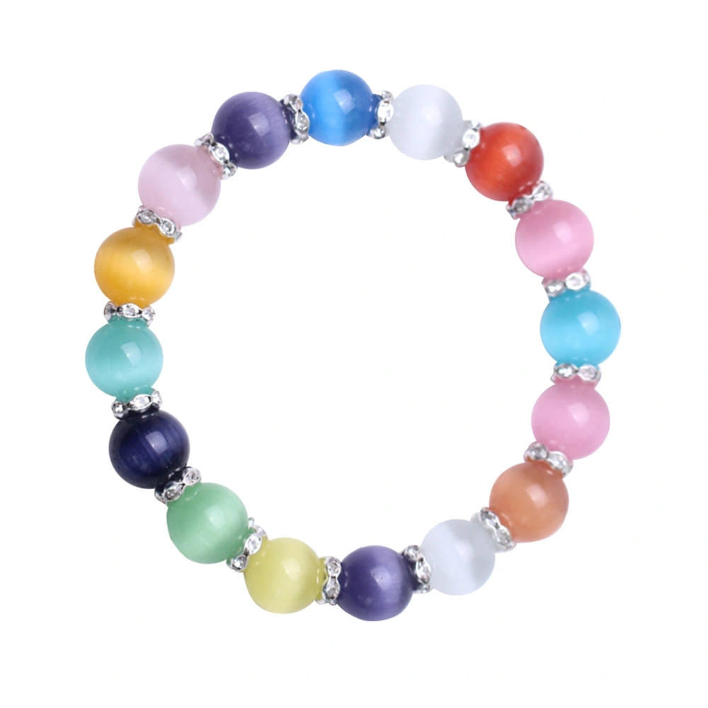 Women's Multicolored Opal Bracelet Crystal Jewelry Ethnic Wind Cat Eye Bracelet Hand Chain (Multicolor)