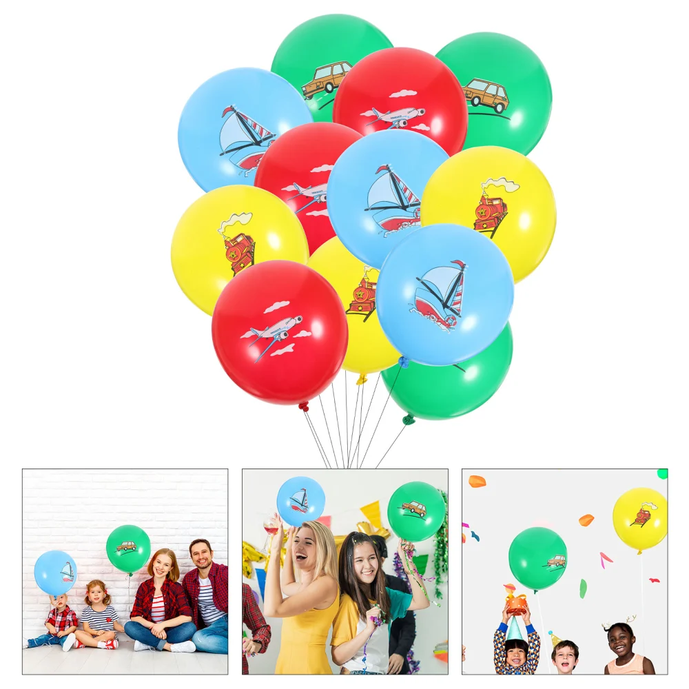 12pcs Transportation Theme Party Balloons Decorations Traffic Balloons Vehicle Latex Balloons