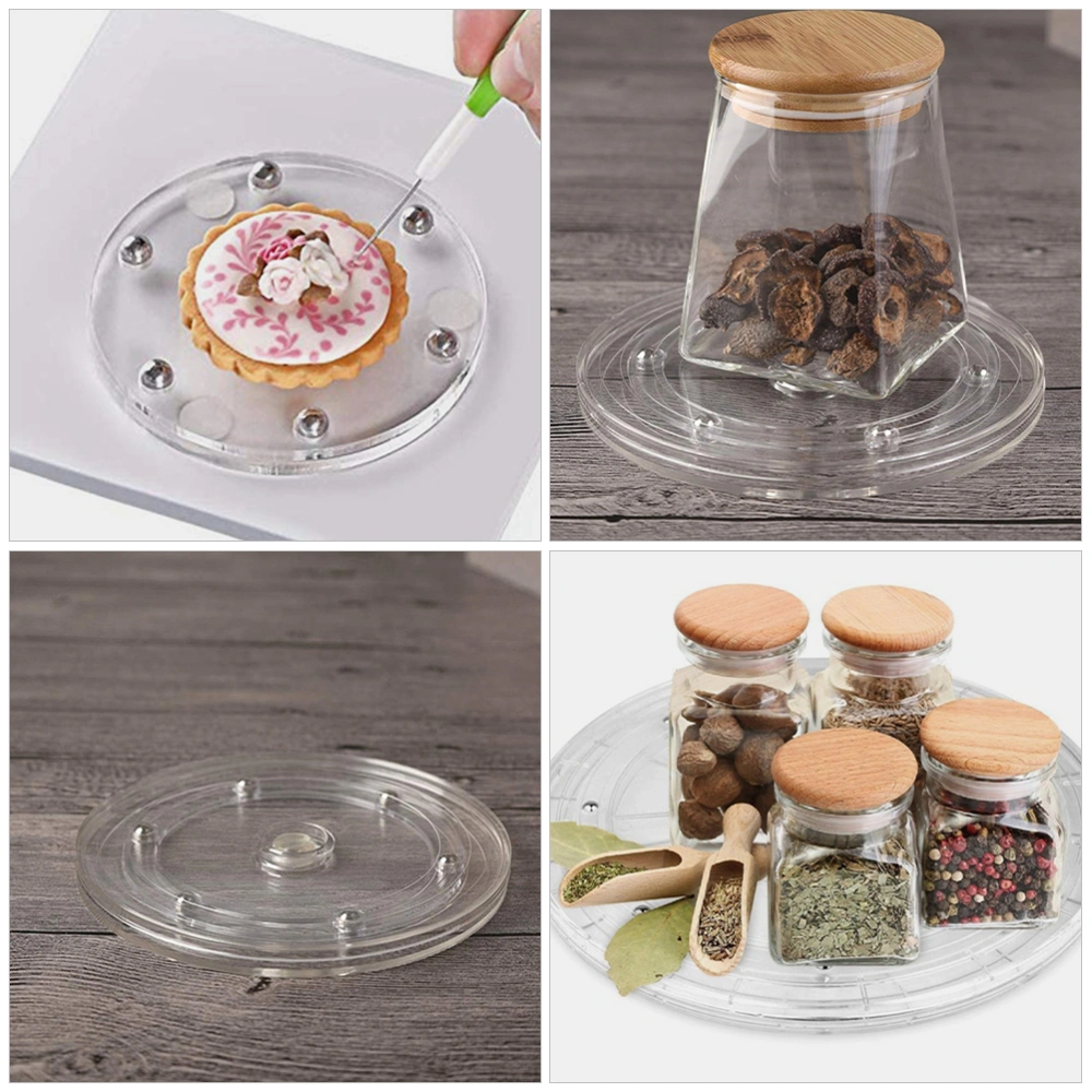 2pcs Small Acrylic Turntable Kitchen Spice Holder 360-degree Rotating Holder Transparent Turntable