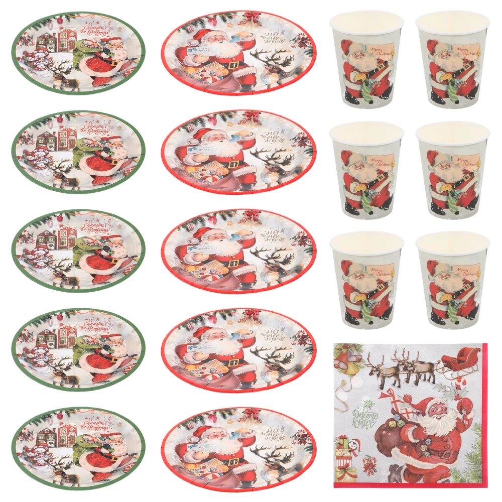 80pcs Christmas Themed Disposable Tableware Set Birthday Party Decoration Props