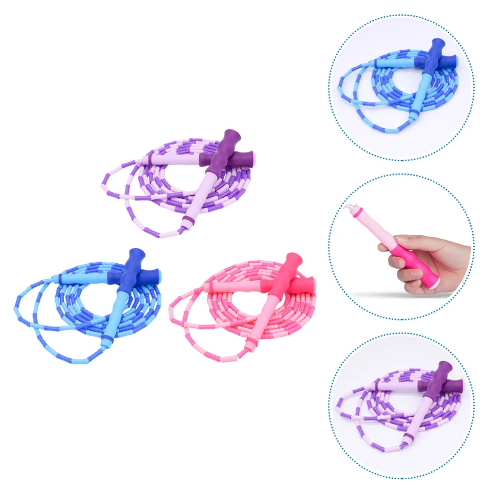 3Pcs Long Jump Ropes Beaded Skipping Ropes Adjustable Skipping Ropes Segmented Jump Ropes