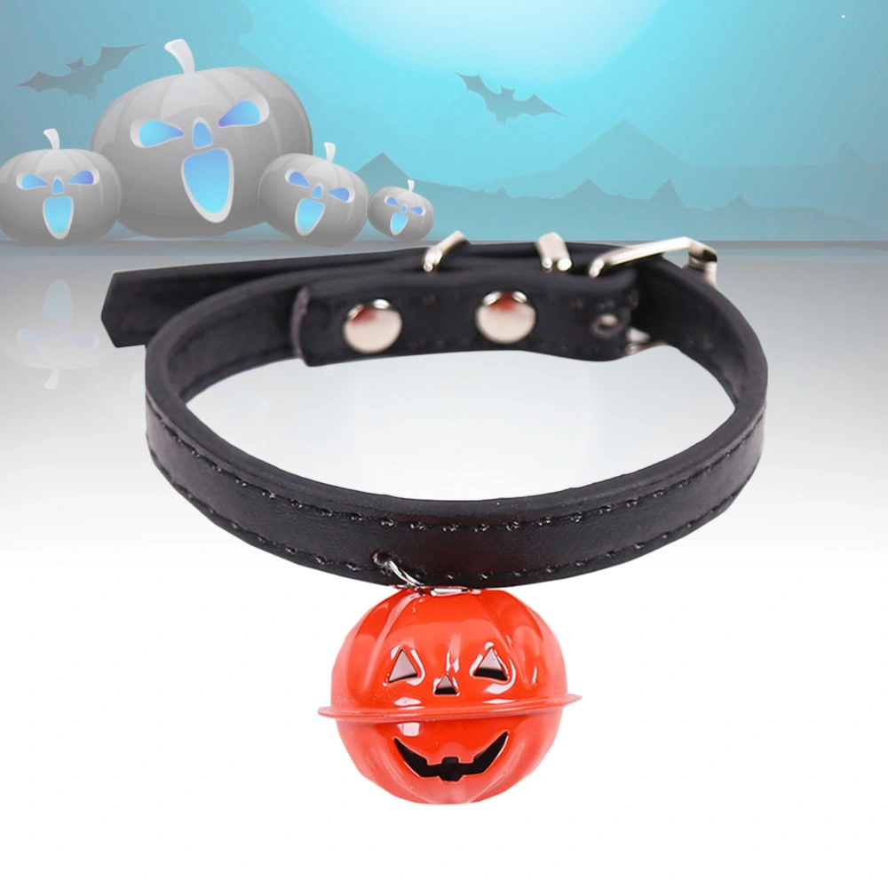 Adjustable Delicate Pumpkin Bell Pet Collar for Halloween Party Size S