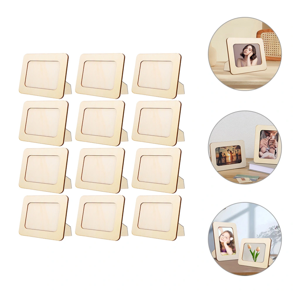 12Pcs DIY Picture Frame Craft Photo Frame Unfinished Wood Picture Frame for DIY Painting Projects