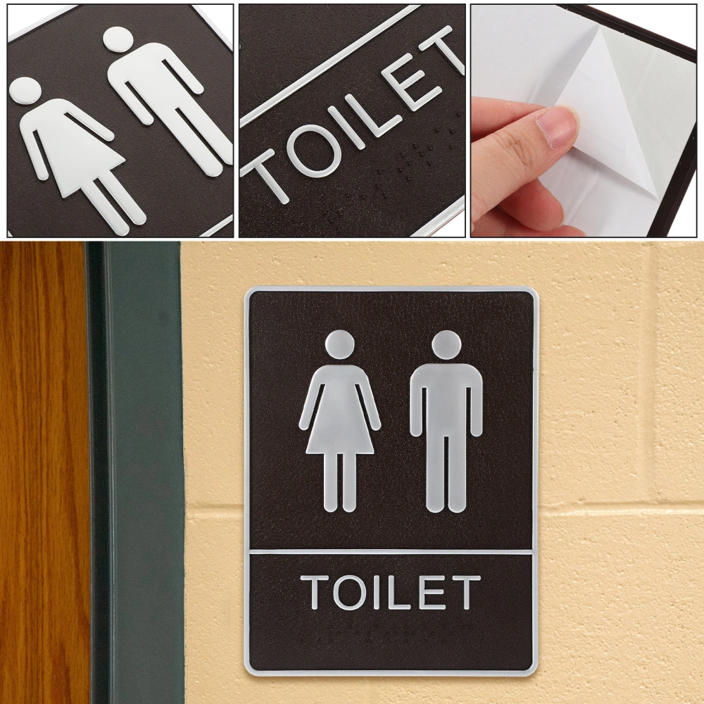 Self-adhesive Bathroom Sign Restroom Door Sign Men Women Restroom Sign Board