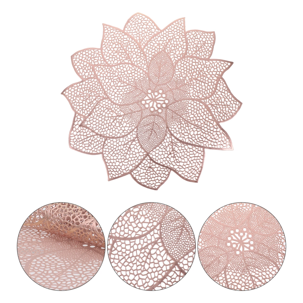 6pcs Hollow Flower Placemat Decorative Flower Shape Dish Cushion Heat-resistant Pads