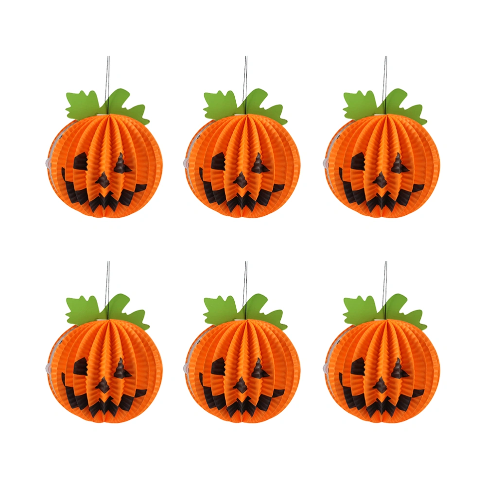 6 Pcs Halloween Paper Lanterns Three-dimensional Halloween Spooky Small Pumpkin Decoration