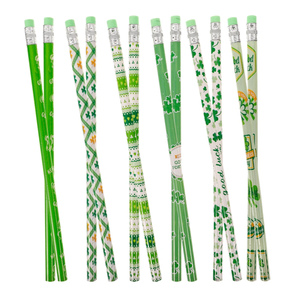 1 Set of Saint Patrick's Day Pencils Cartoon Pencils Portable Student Pencils Writing Pencils