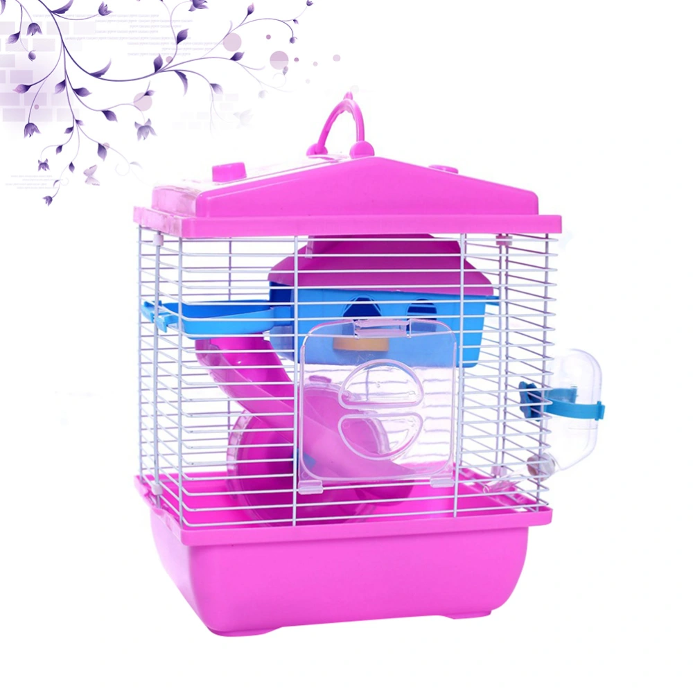 Double Layer Hamster Cage Pet House Acrylic Portable Small Pets House Chinchilla Hamster House (Pink)