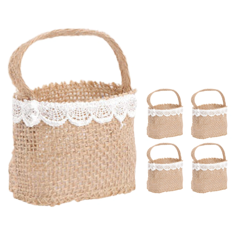 5pcs Mini Basket with Handles Small Decorative Woven Empty Baskets Picnic Mini Baskets Decor