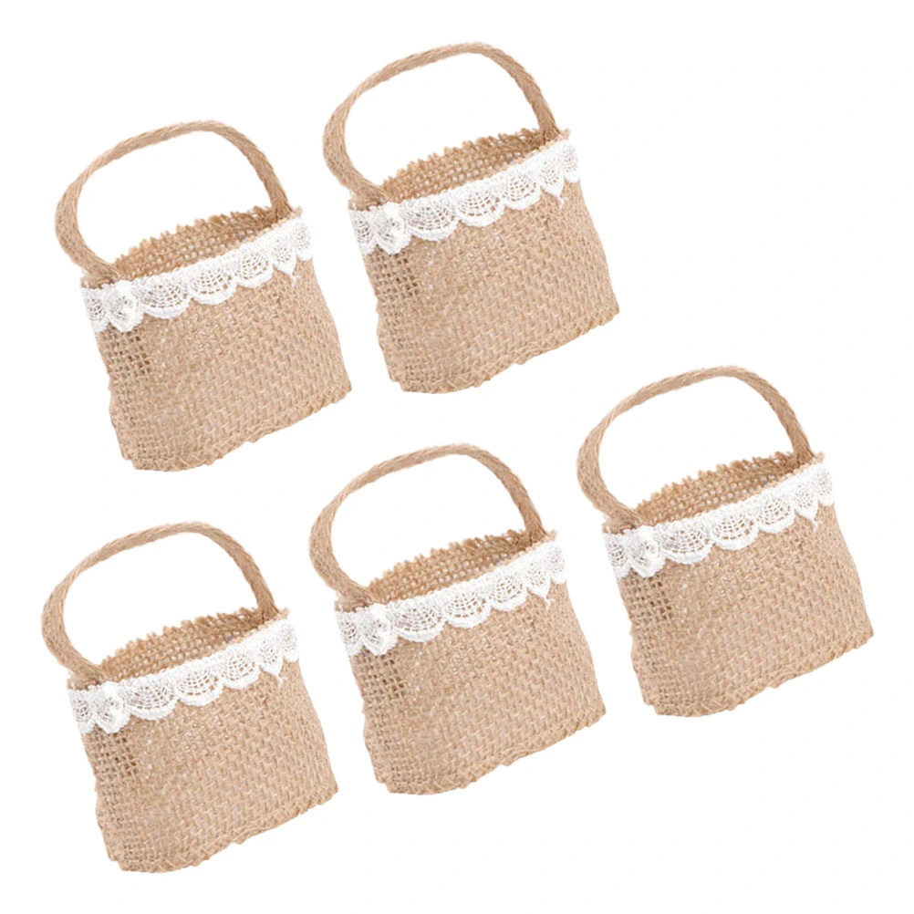 5pcs Mini Basket with Handles Small Decorative Woven Empty Baskets Picnic Mini Baskets Decor