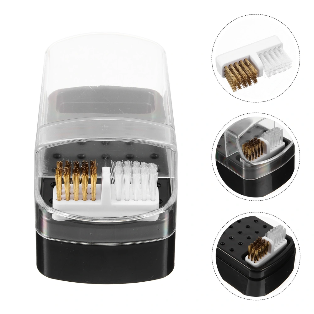 Nail Drill Bit Box Plastic Nail Drill Bit Container 30-hole Nail Drill Bit Storage Holder with Cleaning Brush