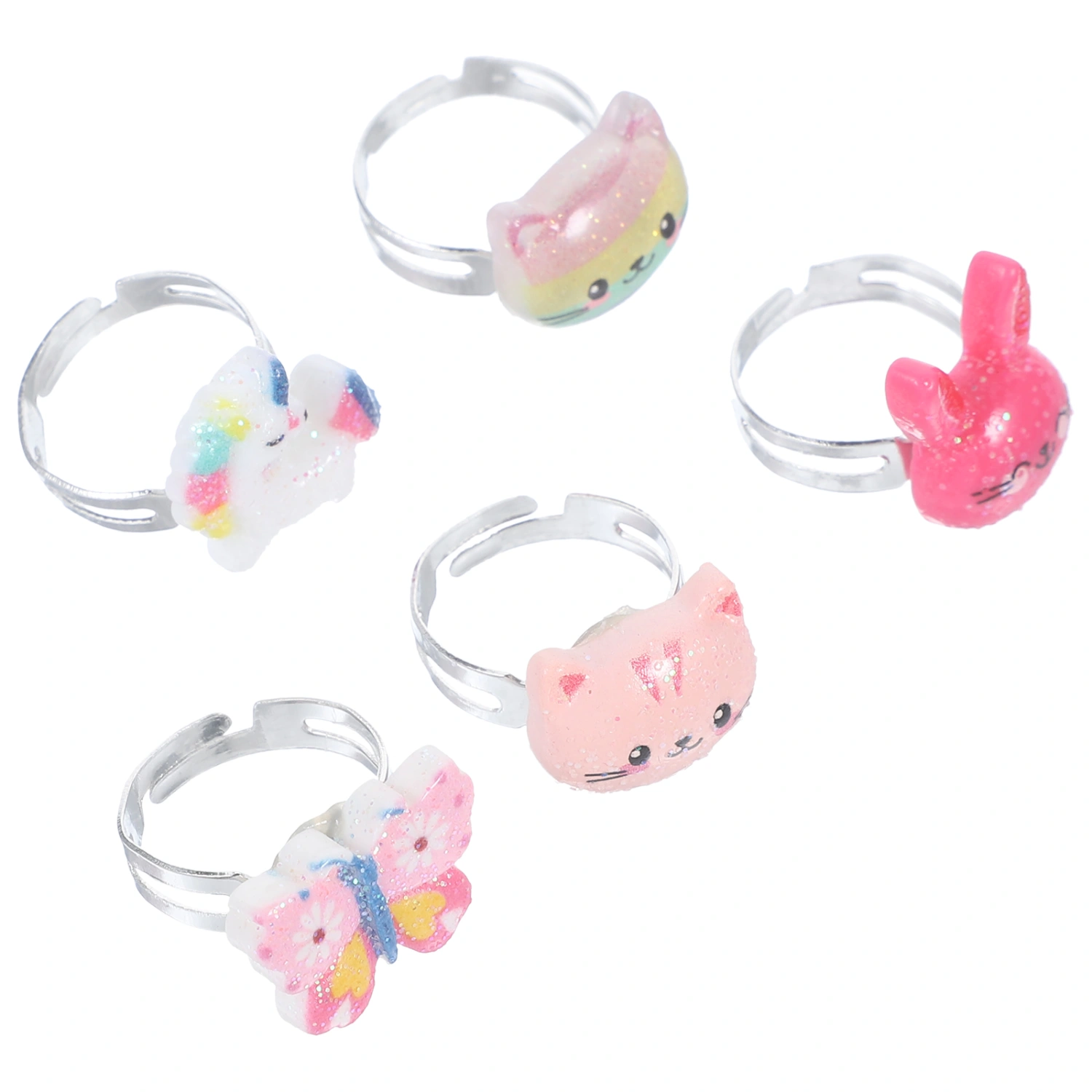 1 Box Cat Kids Rings Plastic Rings Girl Pretend Play Dress Up Rings Toddler Jewelry