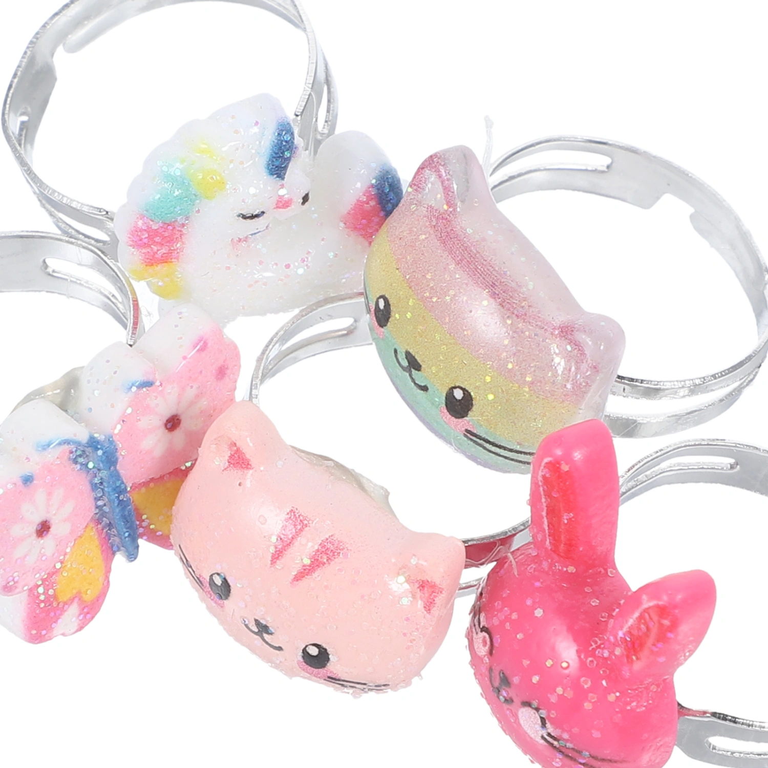 1 Box Cat Kids Rings Plastic Rings Girl Pretend Play Dress Up Rings Toddler Jewelry