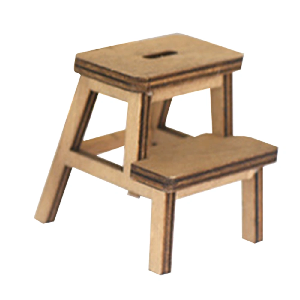 Doll House Step Stool Miniature Wooden Stool Doll House Furniture Supply