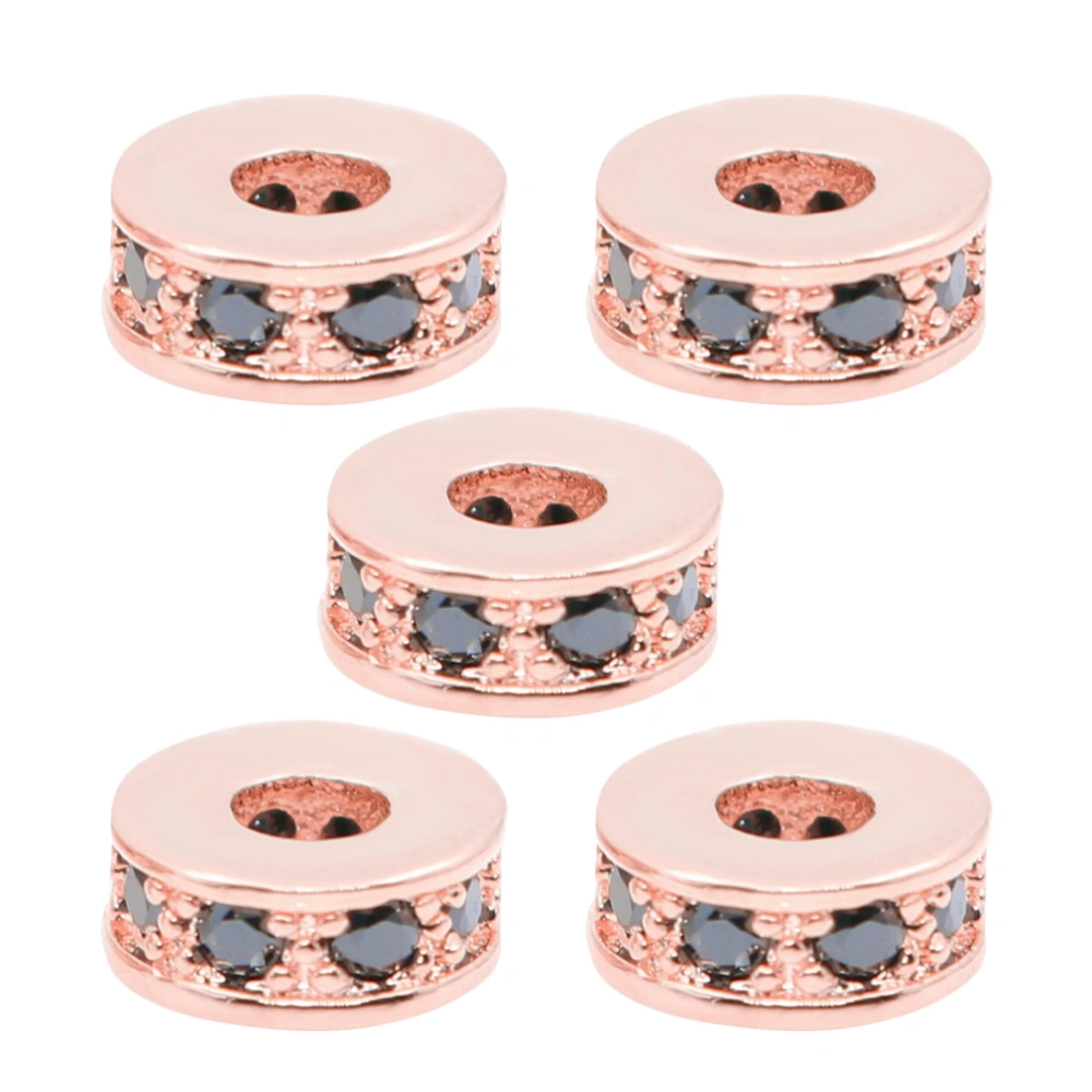 5PCS Metal Zircon Spacer Bead Pendant Charm for Jewelry Making Art Craft DIY (Rose Gold)