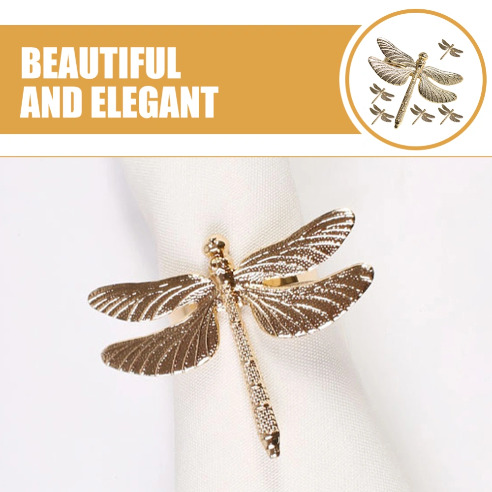 6pcs Alloy Dragonfly Napkin Rings Delicate Dragonfly Napkin Buckles Dining Table Serviette Buckles